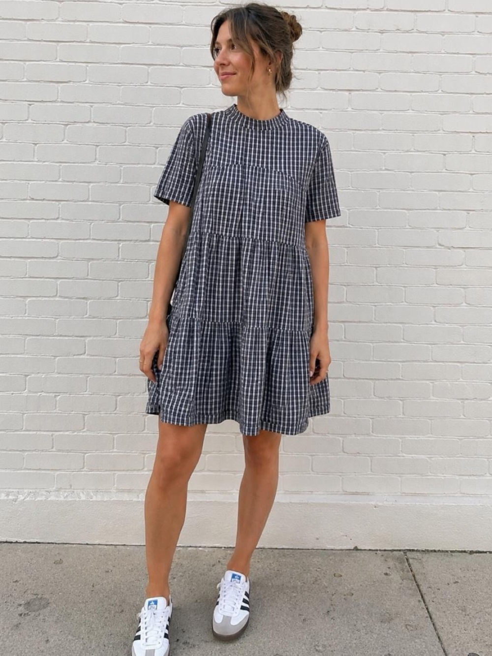 Everlane Navy and White Gingham Mini Dress